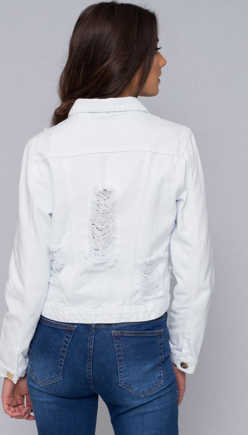 jaqueta jeans branca feminina