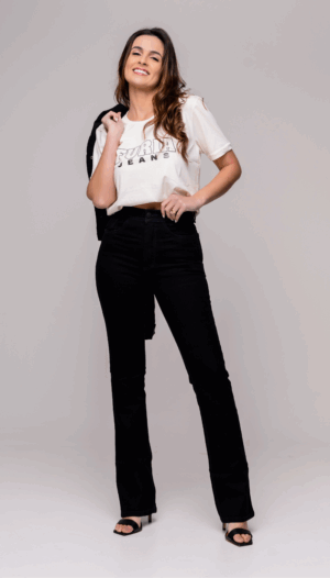 Calça Jeans Flare Preta - REF 1024