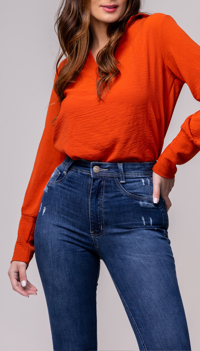 Calça Jeans Bootcut c/Puídos - REF 1041 - Imagem 2