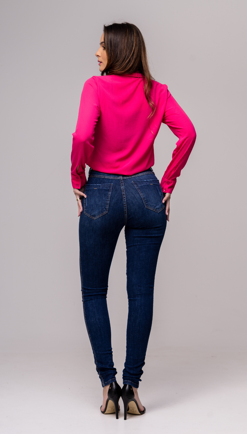 Calça Jeans Skinny Escura C/Puídos - REF 1021 - Imagem 3