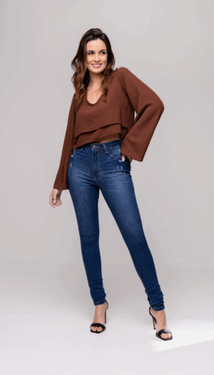 Calça Jeans Skinny C/Puídos - REF 1040