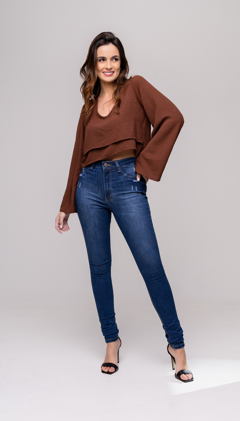 Calça Jeans Skinny C/Puídos - REF 1040