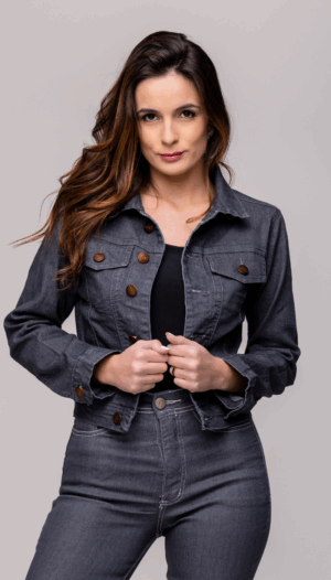 Jaqueta Jeans Feminina Cinza REF - 1711