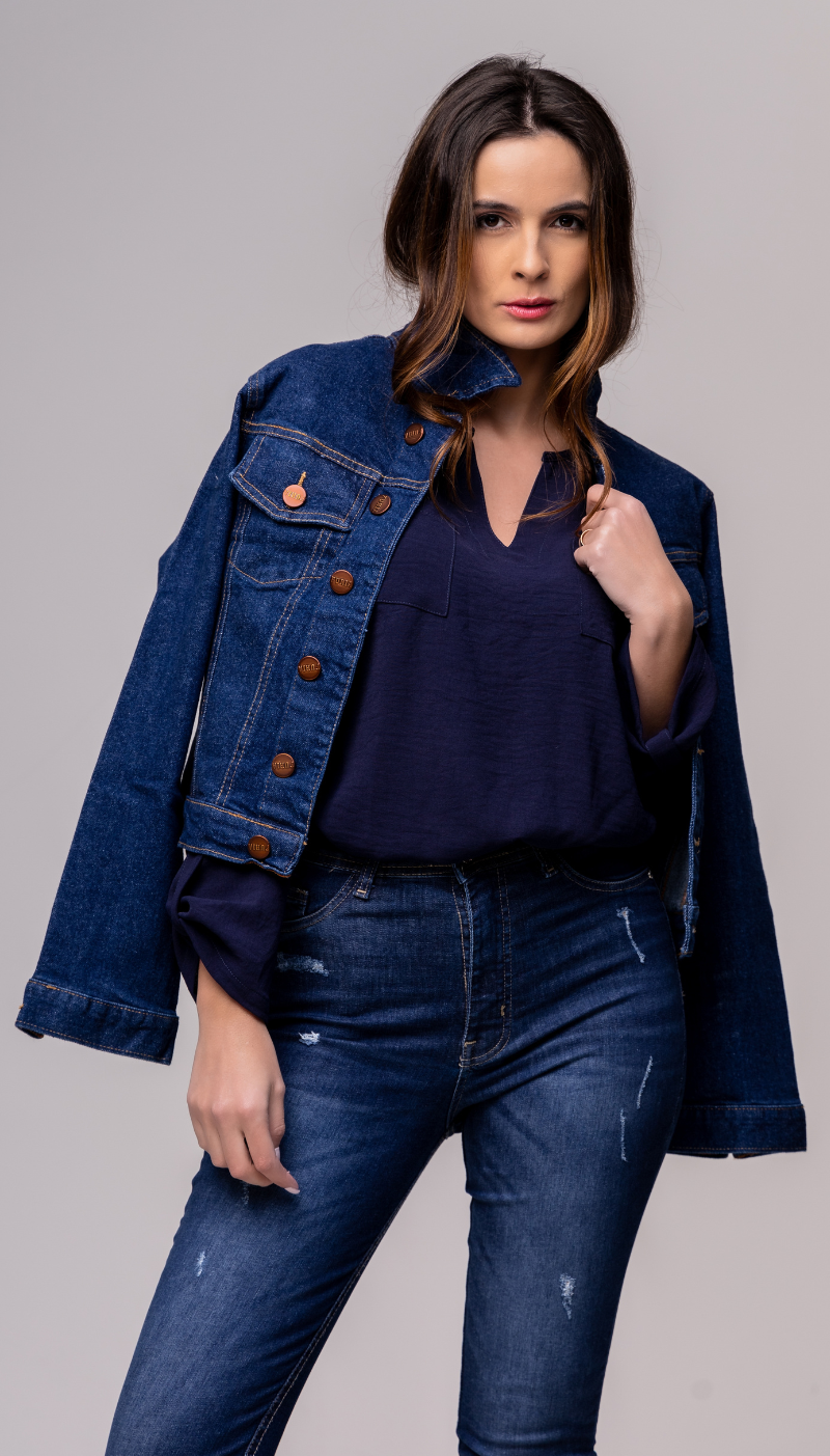 Jaqueta Jens Escura Feminina - REF 1720