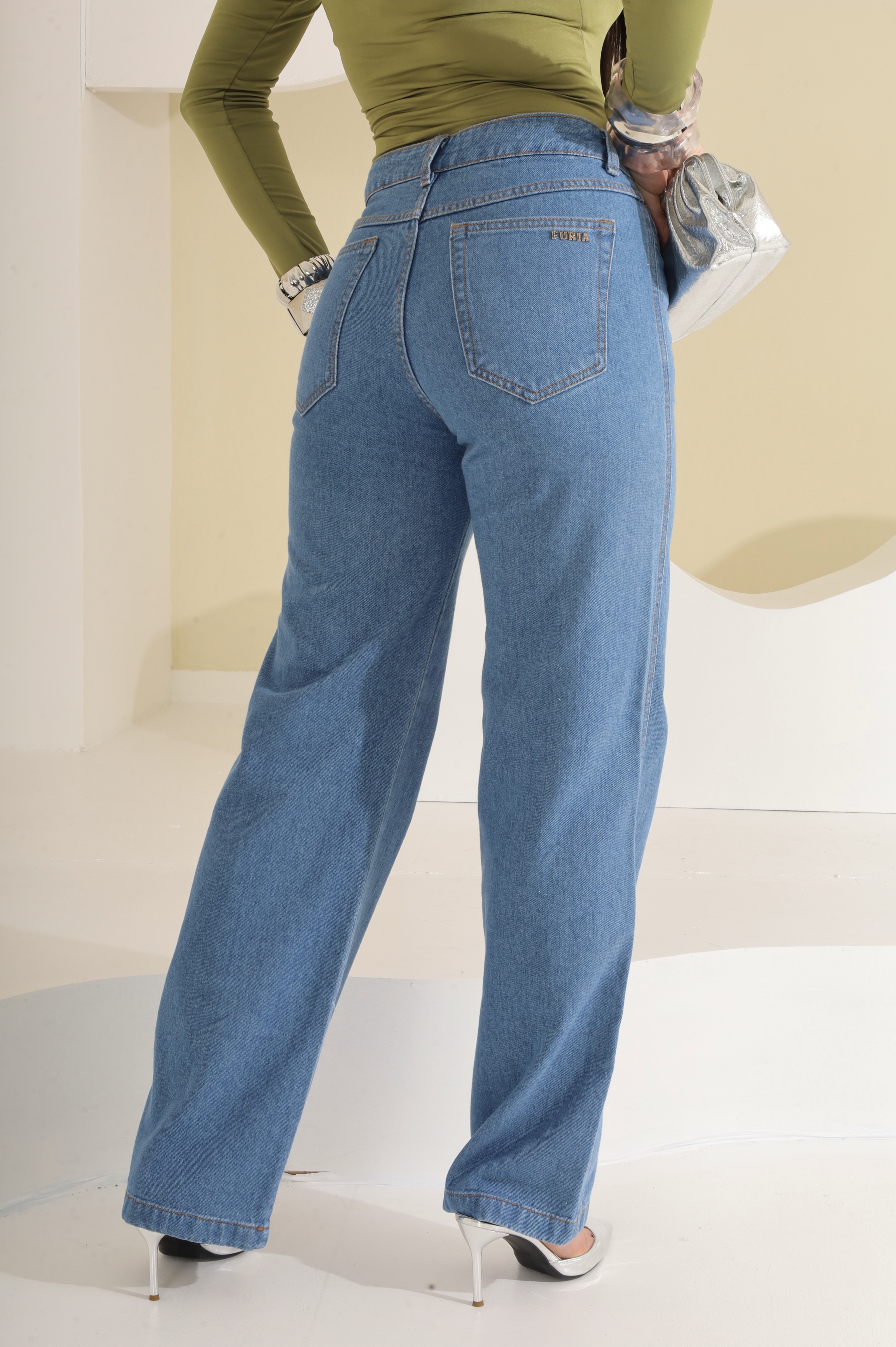 Calça Jeans Wide Leg Feminina em Algodão – Estilo Atemporal FURIA Jeans - Imagem 3